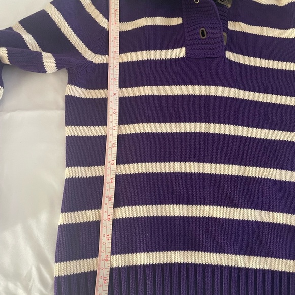 Ralph Lauren Striped Cowl Neck Sweater in Purple and Cream - Picture 4 of 7